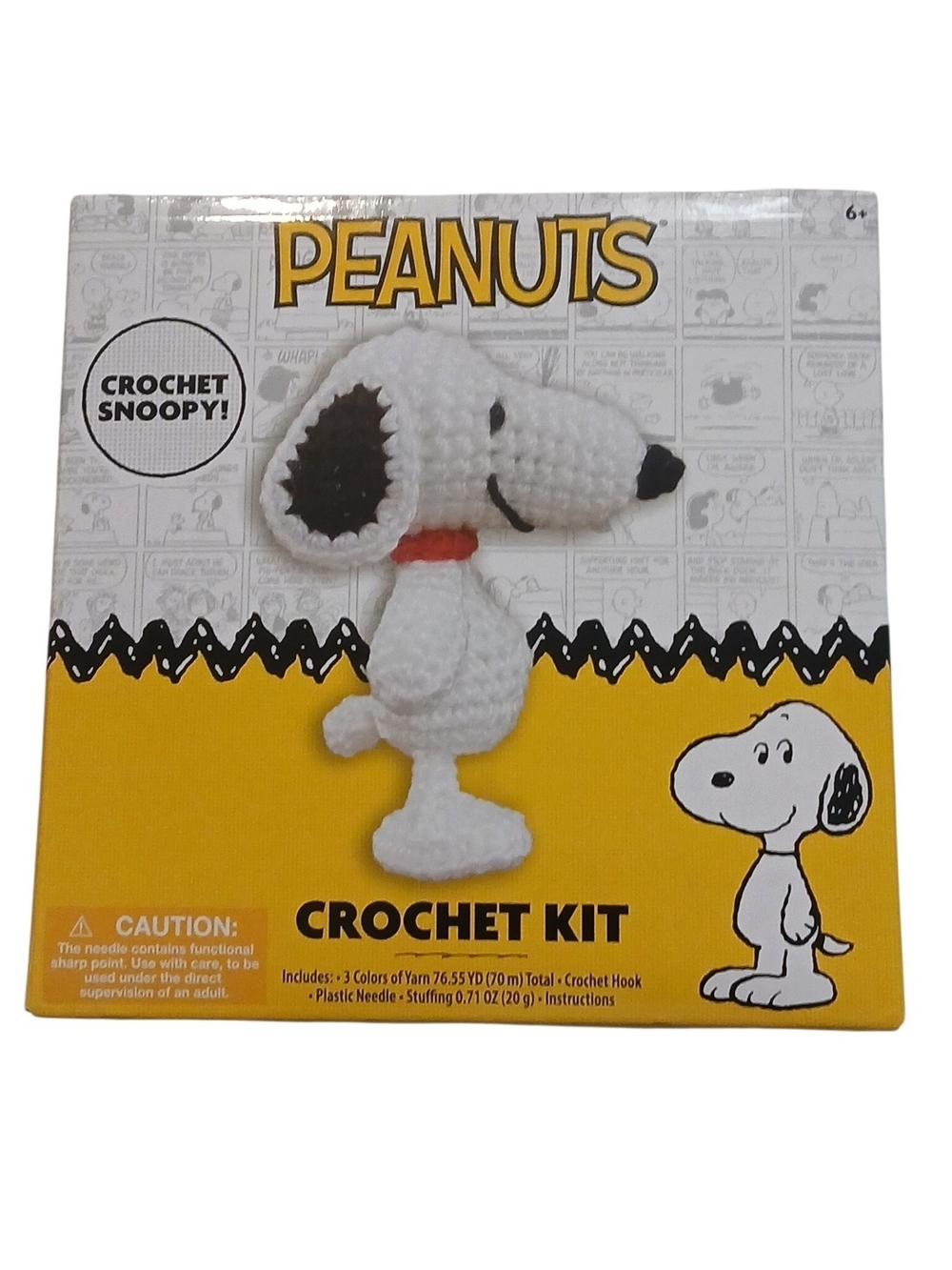 Peanuts - Snoopy Crochet Kit Includes, 3 Colors of Yarn, Hook, Needle, Stuffing,